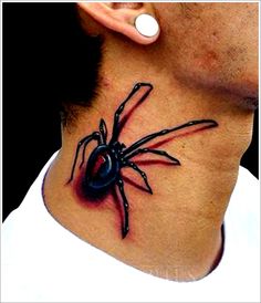 Spider tattoo on man neck