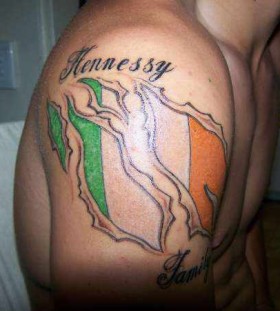 Tattoo with Ireland flag