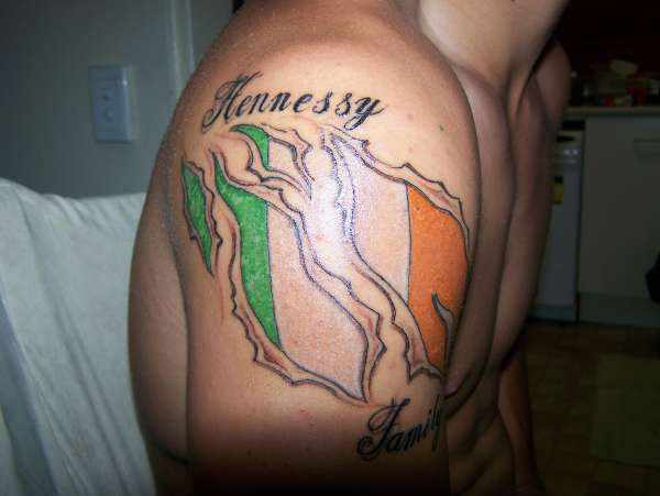 Tattoo with Ireland flag