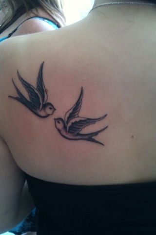 Two lovely bird tattoo on shoulder