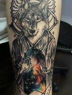 Wolf tattoo on arm