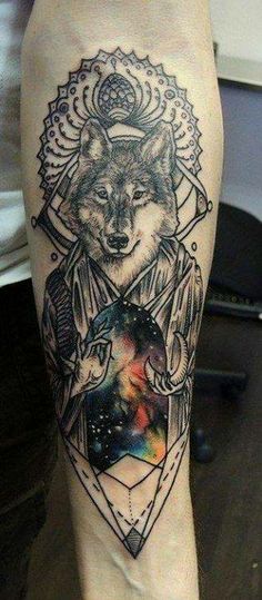 Wolf tattoo on arm
