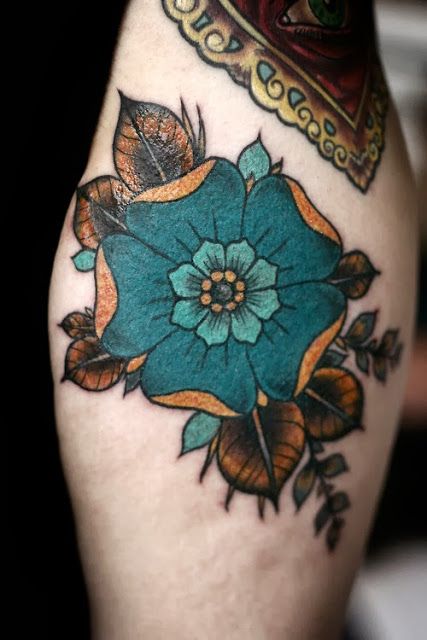 Blue adorable flowers tattoos