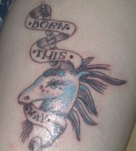 born this way unicorn tattoo