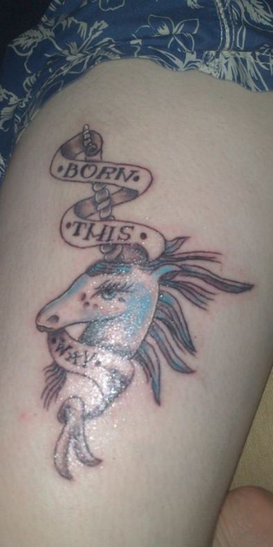 born this way unicorn tattoo
