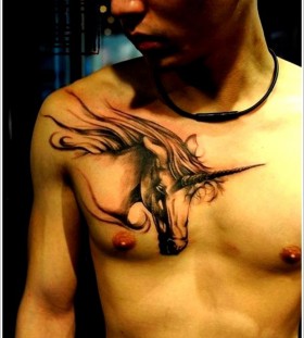 unicorn tatto on chest