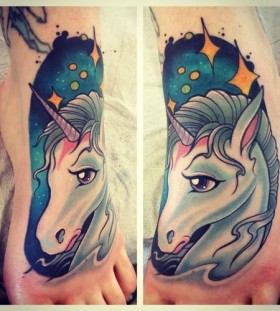 unicorn tatto on foot