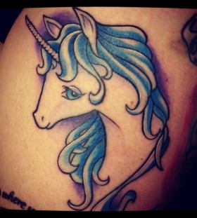 unicorn with blue hair tattoo
