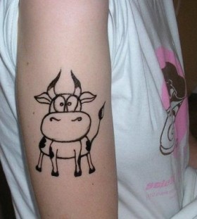 Adorable, cute cow tattoo