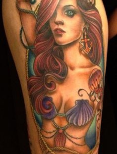 Adorable hair and mermaid tattoo