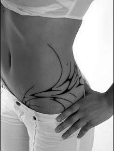 Amazing black and white girl tattoo on hip