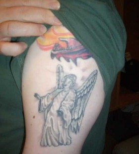 Amazing black angel tattoo on arm