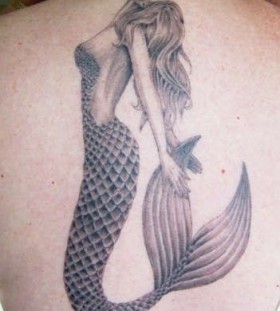 Amazing black mermaid tattoo