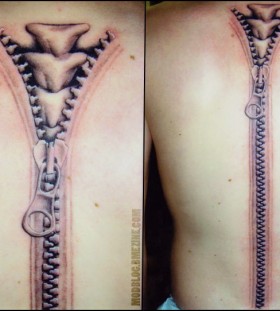 Awesome looking back zip tattoo