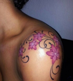Awesome shoulder purple tattoos