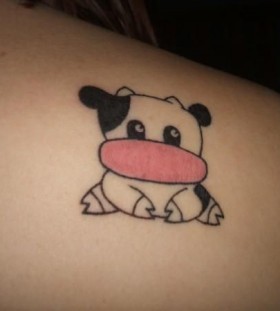 Black and white lovely cow tattoo