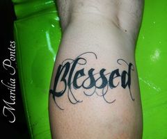 Black blessed tattoo by Marilia Pontes