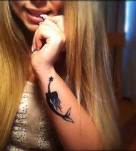 Black fashionable mermaid tattoo