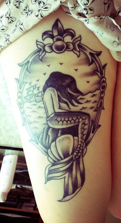 Black gorgeous mermaid tattoo