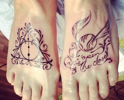 Black lace ornaments of Harry Potter tattoo