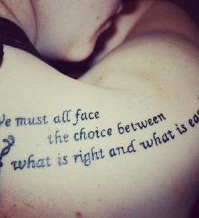 Black quotes and Harry Potter tattoo