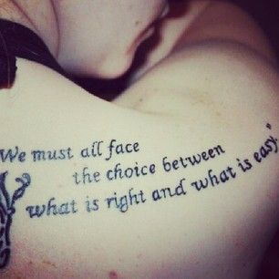 Black quotes and Harry Potter tattoo