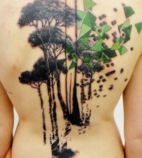 Black trees and green tattoo