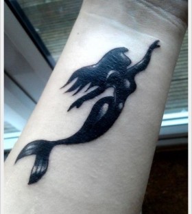 Black wrist mermaid tattoo