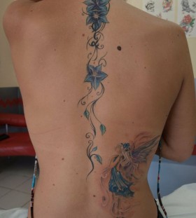Blue and black chinese style tattoo