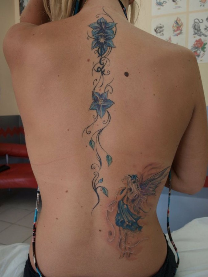 Blue and black chinese style tattoo