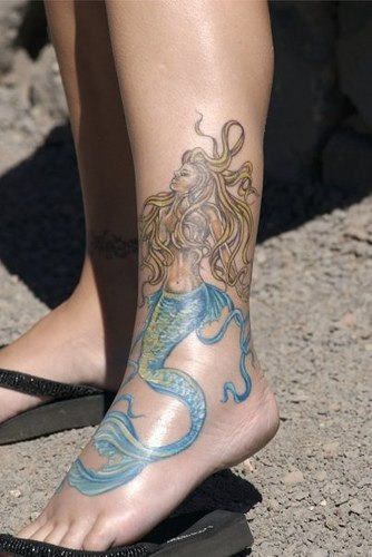 Blue foots mermaid tattoo