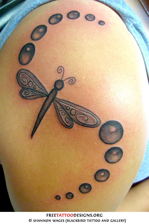 Butterfly with bubbles tattoo