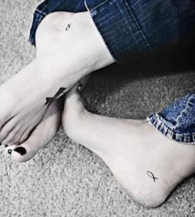 Couple foots fishing tattoo