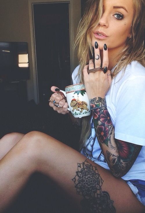 Cute lovely girl tattoo on leg - | TattooMagz › Tattoo Designs / Ink ...