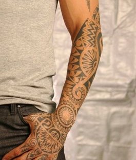 Cute men's geometric arm tattoo
