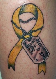 Dog tags yellow tattoo