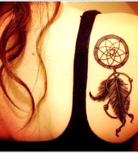Feather and lovely dreamcatcher tattoo
