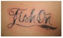 Fish on fishing tattoo