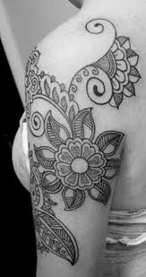 Flower ornaments geometric shoulder, back tattoo
