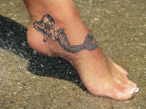 Foot lovely mermaid tattoo