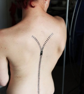 Girl's back zip tattoo