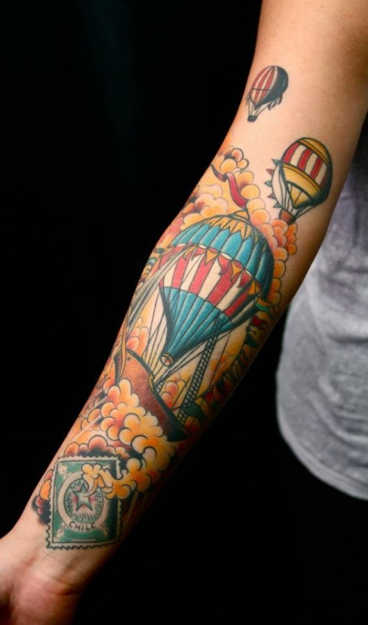 Gorgeous colorful balloon tattoo