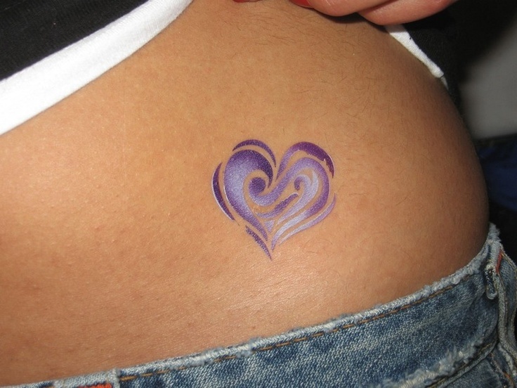 Gorgeous heart purple tattoos
