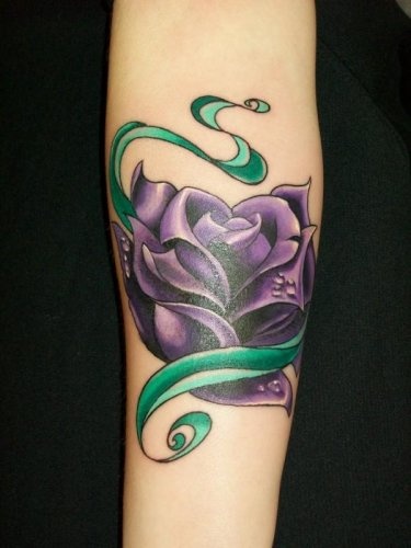 Green leaf realistic purple tattoos
