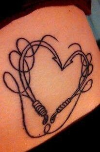 Hook heart fishing tattoo