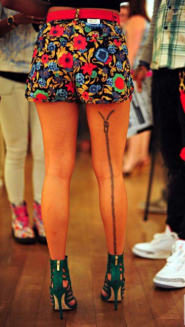 Leg’s back zip tattoo