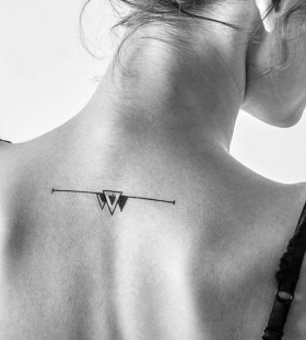 Lovely women's geometric shoulder, back tattoo