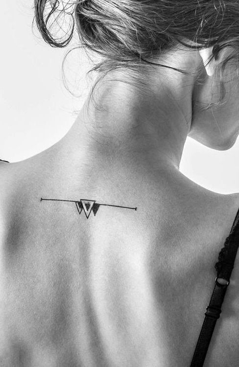 Lovely women’s geometric shoulder, back tattoo