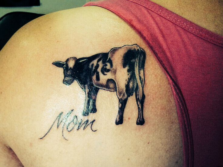 Mom simple cow tattoo
