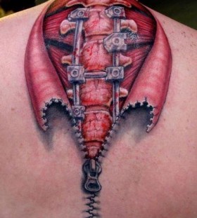 Red adorable zip tattoo